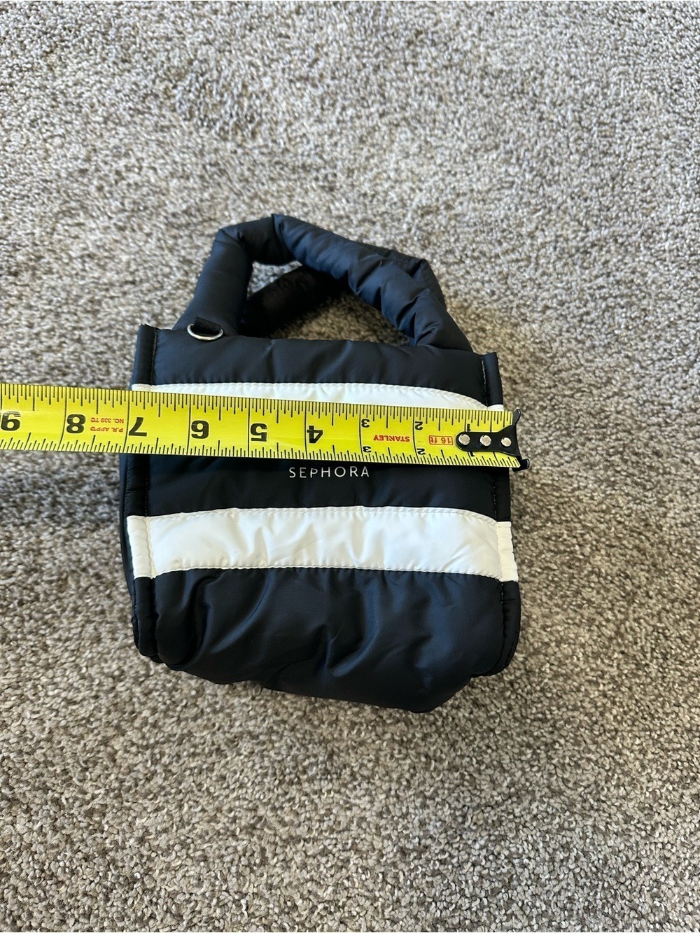 Sephora Puffy Tote Bag Black & White Stripes - Picture 6 of 10
